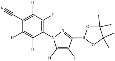 4-(3-(4,4,5,5-tetramethyl-1,3,2-dioxaborolan-2-yl)-1H-pyrazol-1-yl-4,5-d2)benzonitrile-d4 Struktur