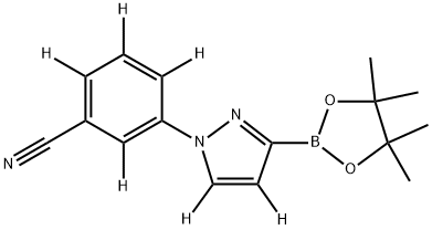 3-(3-(4,4,5,5-tetramethyl-1,3,2-dioxaborolan-2-yl)-1H-pyrazol-1-yl-4,5-d2)benzonitrile-d4 结构式