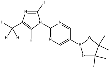 2-(4-(methyl-d3)-1H-imidazol-1-yl-2,5-d2)-5-(4,4,5,5-tetramethyl-1,3,2-dioxaborolan-2-yl)pyrimidine Structure