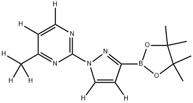 4-(methyl-d3)-2-(3-(4,4,5,5-tetramethyl-1,3,2-dioxaborolan-2-yl)-1H-pyrazol-1-yl-4,5-d2)pyrimidine-5,6-d2 化学構造式