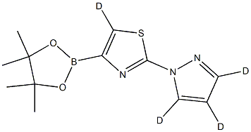 2-(1H-pyrazol-1-yl-d3)-4-(4,4,5,5-tetramethyl-1,3,2-dioxaborolan-2-yl)thiazole-5-d Struktur