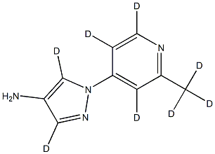 1-(2-(methyl-d3)pyridin-4-yl-3,5,6-d3)-1H-pyrazol-3,5-d2-4-amine 化学構造式