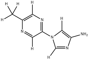 1-(5-(methyl-d3)pyrazin-2-yl-3,6-d2)-1H-imidazol-2,5-d2-4-amine,2256707-94-3,结构式