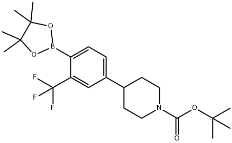 tert-butyl 4-(4-(4,4,5,5-tetramethyl-1,3,2-dioxaborolan-2-yl)-3-(trifluoromethyl)phenyl)piperidine-1-carboxylate Structure