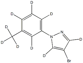 4-bromo-1-(3-(methyl-d3)phenyl-2,4,5,6-d4)-1H-pyrazole-3,5-d2 化学構造式