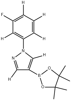 1-(3-fluorophenyl-2,4,5,6-d4)-4-(4,4,5,5-tetramethyl-1,3,2-dioxaborolan-2-yl)-1H-pyrazole-3,5-d2 化学構造式