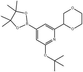 2-(tert-butoxy)-6-(1,4-dioxan-2-yl)-4-(4,4,5,5-tetramethyl-1,3,2-dioxaborolan-2-yl)pyridine 化学構造式