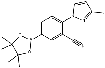 2-(3-methyl-1H-pyrazol-1-yl)-5-(4,4,5,5-tetramethyl-1,3,2-dioxaborolan-2-yl)benzonitrile Structure