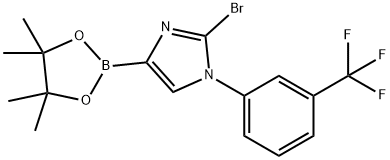 2-bromo-4-(4,4,5,5-tetramethyl-1,3,2-dioxaborolan-2-yl)-1-(3-(trifluoromethyl)phenyl)-1H-imidazole Struktur