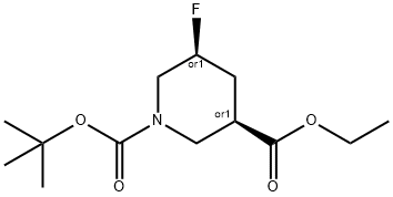 顺-5-氟-哌啶-1,3-二羧酸1-叔丁酯3-乙酯, 2305079-65-4, 结构式