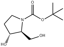 Trans-3-Hydroxy-2-hydroxymethyl-pyrrolidine-1-carboxylic acid tert-butyl ester 结构式