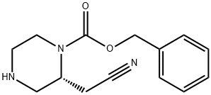 benzyl (R)-2-(cyanomethyl)piperazine-1-carboxylate 化学構造式