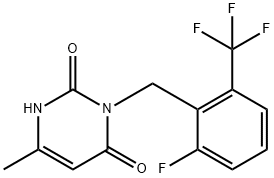 2,4(1H,3H)-Pyrimidinedione, 3-[[2-fluoro-6-(trifluoromethyl)phenyl]methyl]-6-methyl-,2354391-45-8,结构式