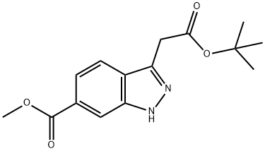 3-tert-Butoxycarbonylmethyl-1H-indazole-6-carboxylic acid methyl ester 结构式