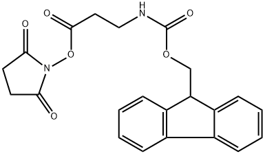 Carbamic acid, [3-[(2,5-dioxo-1-pyrrolidinyl)oxy]-3-oxopropyl]-, 9H-fluoren-9-ylmethyl ester Struktur