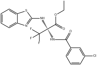 ethyl 2-(1,3-benzothiazol-2-ylamino)-2-[(3-chlorobenzoyl)amino]-3,3,3-trifluoropropanoate Structure