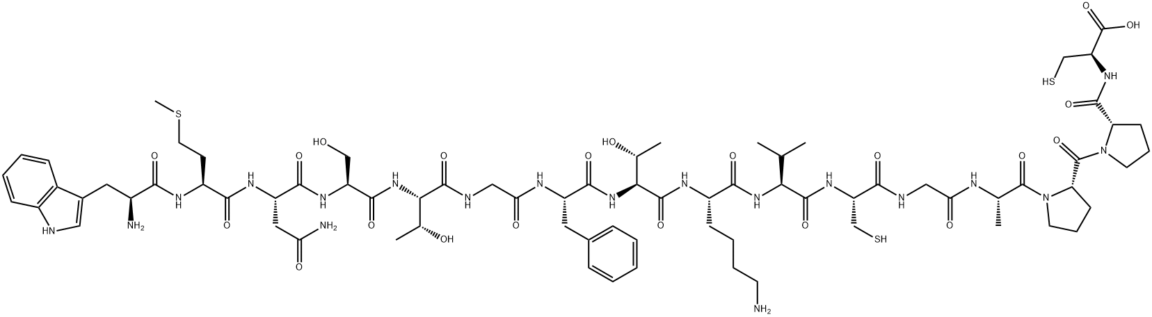 L-Cysteine, L-tryptophyl-L-methionyl-L-asparaginyl-L-seryl-L-threonylglycyl-L-phenylalanyl-L-threonyl-L-lysyl-L-valyl-L-cysteinylglycyl-L-alanyl-L-prolyl-L-prolyl- Structure
