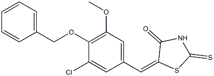 5-[4-(benzyloxy)-3-chloro-5-methoxybenzylidene]-2-thioxo-1,3-thiazolidin-4-one Structure