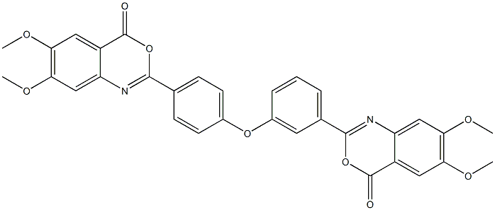 2-{3-[4-(6,7-dimethoxy-4-oxo-4H-3,1-benzoxazin-2-yl)phenoxy]phenyl}-6,7-dimethoxy-4H-3,1-benzoxazin-4-one Struktur