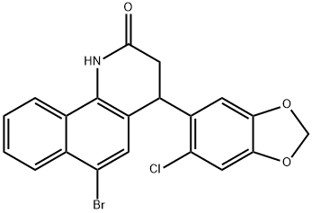 6-bromo-4-(6-chloro-1,3-benzodioxol-5-yl)-3,4-dihydrobenzo[h]quinolin-2(1H)-one 结构式
