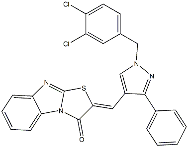 2-{[1-(3,4-dichlorobenzyl)-3-phenyl-1H-pyrazol-4-yl]methylene}[1,3]thiazolo[3,2-a]benzimidazol-3(2H)-one Struktur