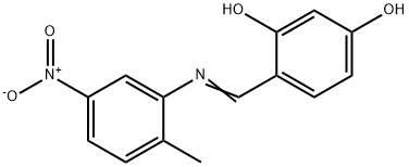 4-{[(2-methyl-5-nitrophenyl)imino]methyl}-1,3-benzenediol Struktur