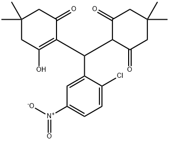 2-[(2-chloro-5-nitrophenyl)(2-hydroxy-4,4-dimethyl-6-oxo-1-cyclohexen-1-yl)methyl]-5,5-dimethyl-1,3-cyclohexanedione 化学構造式