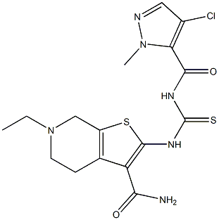 309275-71-6 2-[({[(4-chloro-1-methyl-1H-pyrazol-5-yl)carbonyl]amino}carbothioyl)amino]-6-ethyl-4,5,6,7-tetrahydrothieno[2,3-c]pyridine-3-carboxamide