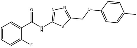 2-fluoro-N-{5-[(4-methylphenoxy)methyl]-1,3,4-thiadiazol-2-yl}benzamide Structure