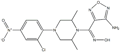 1-[(4-amino-1,2,5-oxadiazol-3-yl)(hydroxyimino)methyl]-4-{2-chloro-4-nitrophenyl}-2,6-dimethylpiperazine,311791-98-7,结构式