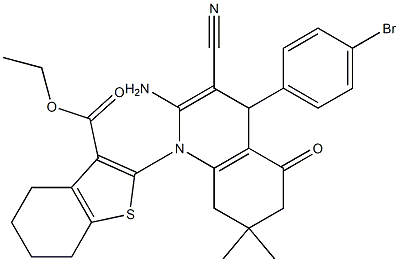 ethyl 2-(2-amino-4-(4-bromophenyl)-3-cyano-7,7-dimethyl-5-oxo-5,6,7,8-tetrahydro-1(4H)-quinolinyl)-4,5,6,7-tetrahydro-1-benzothiophene-3-carboxylate|