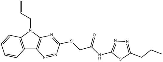 2-[(5-allyl-5H-[1,2,4]triazino[5,6-b]indol-3-yl)sulfanyl]-N-(5-propyl-1,3,4-thiadiazol-2-yl)acetamide Struktur