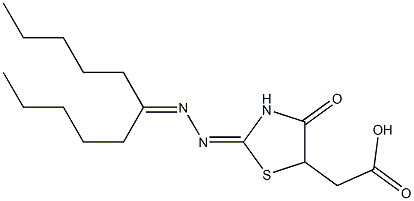 {4-oxo-2-[(1-pentylhexylidene)hydrazono]-1,3-thiazolidin-5-yl}acetic acid Structure