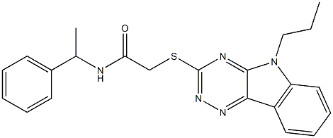 N-(1-phenylethyl)-2-[(5-propyl-5H-[1,2,4]triazino[5,6-b]indol-3-yl)sulfanyl]acetamide Structure