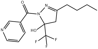 3-butyl-1-(3-pyridinylcarbonyl)-5-(trifluoromethyl)-4,5-dihydro-1H-pyrazol-5-ol Struktur