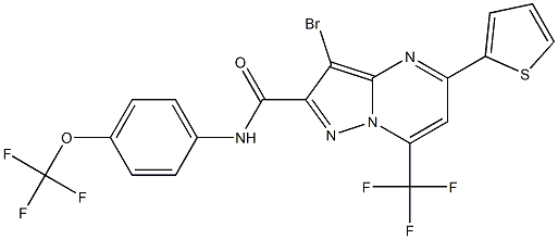 3-bromo-5-(2-thienyl)-N-[4-(trifluoromethoxy)phenyl]-7-(trifluoromethyl)pyrazolo[1,5-a]pyrimidine-2-carboxamide Structure