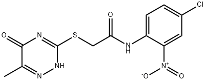 N-{4-chloro-2-nitrophenyl}-2-[(6-methyl-5-oxo-4,5-dihydro-1,2,4-triazin-3-yl)sulfanyl]acetamide 化学構造式