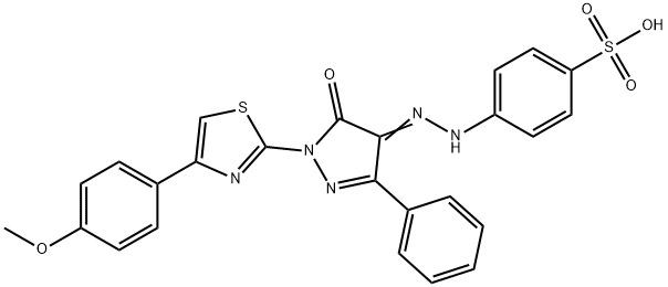 4-(2-{1-[4-(4-methoxyphenyl)-1,3-thiazol-2-yl]-5-oxo-3-phenyl-1,5-dihydro-4H-pyrazol-4-ylidene}hydrazino)benzenesulfonic acid 结构式