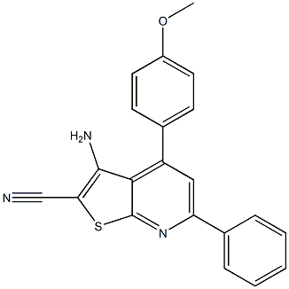 3-amino-4-(4-methoxyphenyl)-6-phenylthieno[2,3-b]pyridine-2-carbonitrile,314764-24-4,结构式