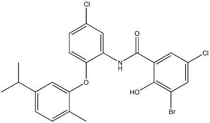 3-bromo-5-chloro-N-[5-chloro-2-(5-isopropyl-2-methylphenoxy)phenyl]-2-hydroxybenzamide Structure