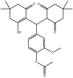 4-[(4,4-dimethyl-2,6-dioxocyclohexyl)(2-hydroxy-4,4-dimethyl-6-oxo-1-cyclohexen-1-yl)methyl]-2-methoxyphenyl acetate Struktur