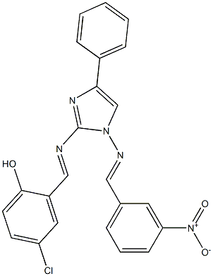 4-chloro-2-({[1-({3-nitrobenzylidene}amino)-4-phenyl-1H-imidazol-2-yl]imino}methyl)phenol Structure