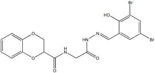 N-{2-[2-(3,5-dibromo-2-hydroxybenzylidene)hydrazino]-2-oxoethyl}-2,3-dihydro-1,4-benzodioxine-2-carboxamide Structure