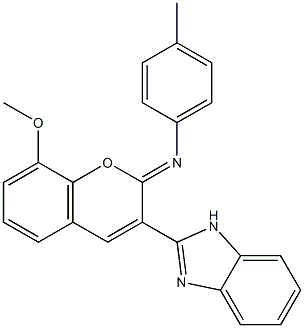 N-[3-(1H-benzimidazol-2-yl)-8-methoxy-2H-chromen-2-ylidene]-N-(4-methylphenyl)amine Structure