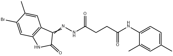 4-[2-(6-bromo-5-methyl-2-oxo-1,2-dihydro-3H-indol-3-ylidene)hydrazino]-N-(2,4-dimethylphenyl)-4-oxobutanamide Structure