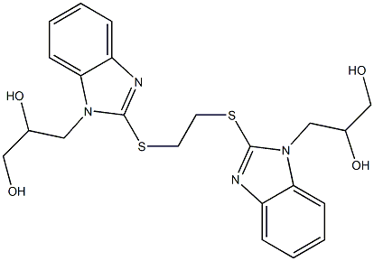 3-{2-[(2-{[1-(2,3-dihydroxypropyl)-1H-benzimidazol-2-yl]sulfanyl}ethyl)sulfanyl]-1H-benzimidazol-1-yl}-1,2-propanediol 结构式