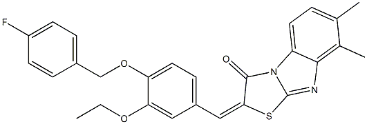 2-{3-ethoxy-4-[(4-fluorobenzyl)oxy]benzylidene}-7,8-dimethyl[1,3]thiazolo[3,2-a]benzimidazol-3(2H)-one Structure