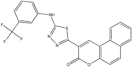 2-{5-[3-(trifluoromethyl)anilino]-1,3,4-thiadiazol-2-yl}-3H-benzo[f]chromen-3-one Structure