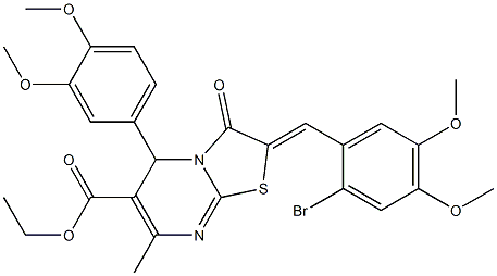 ethyl 2-(2-bromo-4,5-dimethoxybenzylidene)-5-(3,4-dimethoxyphenyl)-7-methyl-3-oxo-2,3-dihydro-5H-[1,3]thiazolo[3,2-a]pyrimidine-6-carboxylate Structure