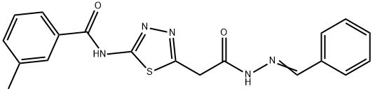 N-{5-[2-(2-benzylidenehydrazino)-2-oxoethyl]-1,3,4-thiadiazol-2-yl}-3-methylbenzamide Struktur